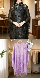 Chinese style lace hollow shawl summer thin outer cardigan fringe tassel elegant wrap top