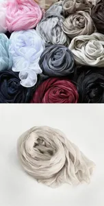 Lightweight breathable pleated scarf soft bubble wave sun protection shawl detail view