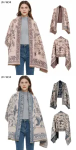 Close-up details of vintage ethnic paisley printed warm shawl, showing pattern and texture.
