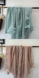 Spring summer lace trim thin scarf shawl for women dress qipao outdoor travel sun protection.