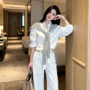 Women's Casual Striped Lengthened Knit Shawl Scarf Spring Summer Fashion Versatile Scarf Simple Casual Knitted Cardigan