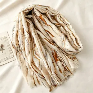 Retro ethnic style gauze scarf women fashion versatile beach sun protection headscarf