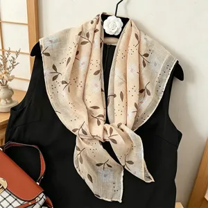 Damen Mode Blumenmuster Quadratischer Schal Leichter Atmungsaktiver Polyester Halstuch Süßer Stil Tägliche Accessoires
