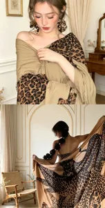 Vintage leopard print shawl for women, elegant oversized scarf for cozy vintage fashion.