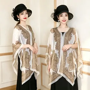 Women Chiffon Shawl Paisley Print Sunscreen Cover Up Beach Sarong Lightweight Summer Floral Wrap Scarf Outdoor Travel Cardigan