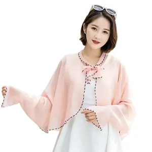 Women Summer Chiffon Sun Protection Shawl Breathable Long Sleeve Bolero Cape Cardigan