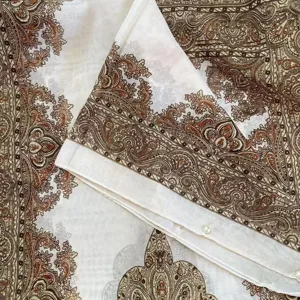 Elegant paisley printed chiffon shawl for women, lightweight summer sun protection scarf.