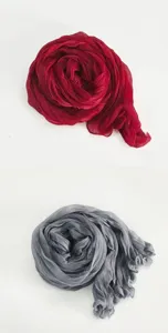 Thin breathable pleated scarf detail showing soft bubble wave texture and versatile summer shawl style