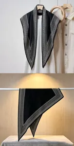 Retro black white geometric triangular scarf minimalist women fashion chic shawl wrap