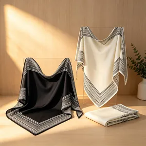 Retro Minimalist Triangle Scarf For Women Geometric Print Lightweight Shawl Versatile Travel Headband Neck Scarf