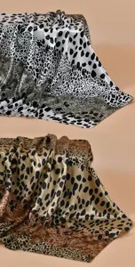 Elegant leopard print satin square scarf simulation silk women hair wrap retro chic style detail
