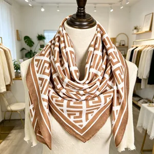 Écharpe en Polyester Rétro Mode Femmes Écharpes Carrées Foulard Élégant Minimaliste Chle Imprimé Polyvalent Chic