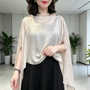 Summer new fairy style pullover breathable solid color shawl fashion cape for women main view