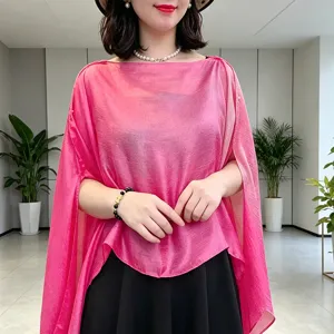 Summer new fairy style pullover shawl breathable solid color outer wear fashion vacation wrap scarf