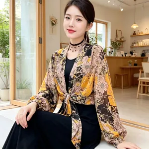 Summer floral ice silk sun protection cardigan shawl for women loose fashion lightweight outerwear