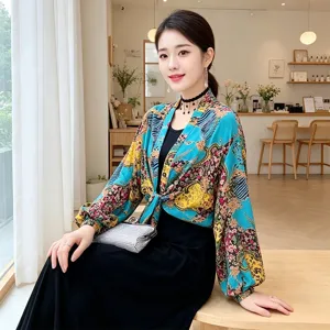 Floral print sun protection cardigan thin kimono shawl loose casual stylish outerwear for women