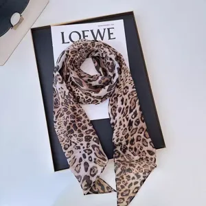 Leopard print silk scarf chic French vintage neckerchief stylish hair band accessory