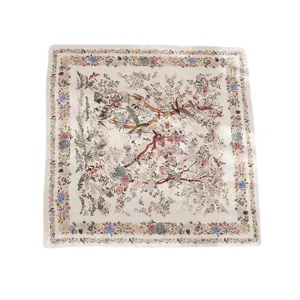 Classic vintage floral print square scarf, elegant neckerchief and stylish hair accessory.