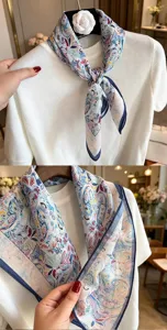 Elegant paisley print silk scarf for women, lightweight neckerchief for stylish outfits.