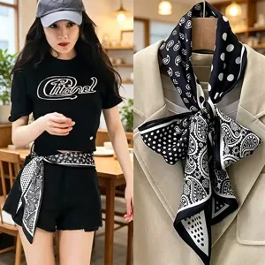 Donne Moda Retro Pois Paisley Stampa Sciarpa Lunga Leggero Poliestere Foulard Elegante Sciarpa Decorativa