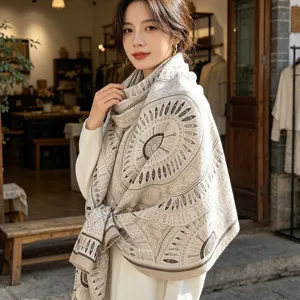 Vintage Boho Druck Schal für Damen, leichtes Frühlings Herbst Tuch, elegantes ethnisches Halstuch.