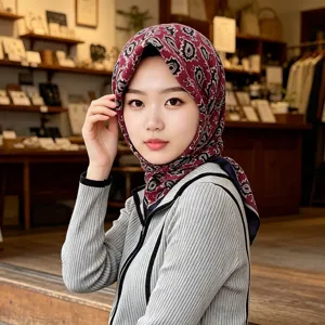 Fashion paisley print headscarf sun protection lightweight breathable hijab for women everyday