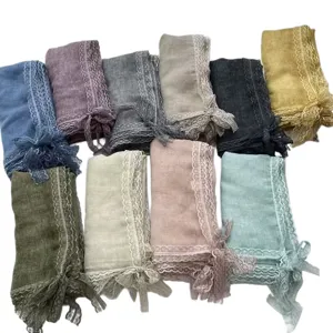 Spring summer lace trim scarf women thin shawl versatile sun protection headwears