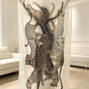 Women's Printed Leopard Print Wool Scarf Elegant Vintage Long Shawl Soft Warm Winter Fashion Travel Scarf