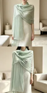 Sciarpa in seta verde menta scintillante scialle estivo elegante accessorio da sera donna