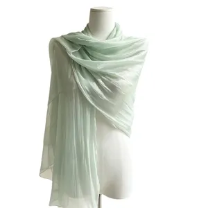 Sciarpa scialle luccicante verde menta da donna, foulard estivo leggero per abiti da sera.
