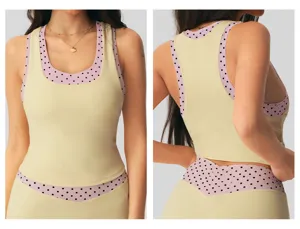 Vrouwen stip yoga tanktop nep tweedelig slim fit sport fitness gym training sportkleding top