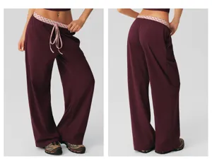 Hoge taille wijde yoga broek met stippen tailleband voor fitness en sport training.