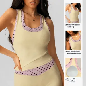 Dames yoga crop tanktop met stip fitness training sport sportbeha actieve kleding