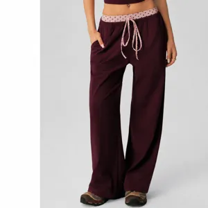 Dames Yoga-Hose Met Hoge Taille Polka-Dot-Bund Wijde Pijpen Losse Fitness Sportbroek Hardlopen Pilates Training Bottoms