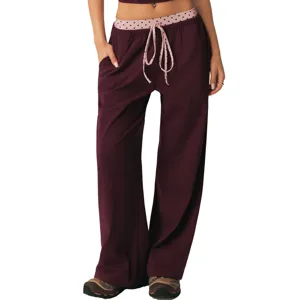 Losse yogabroek met hoge taille en stippen voor dames, comfortabele sportbroek voor fitness.