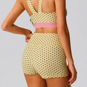 Dames High Waisted Polka Dot Yoga Shorts Sneldrogend Contrast Kleur Honeycomb Gym Shorts Butt Lift Hardlopen Fitness Activewear Broek