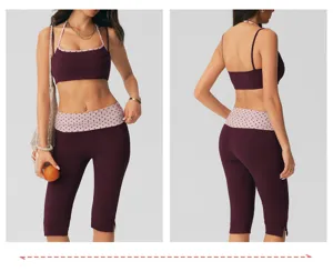 Dames polkadot hoge taille yogaset halter sportbh fitness leggings sportkleding