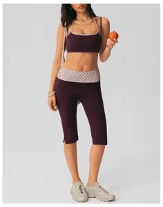 Stippen hoge taille yoga leggings en halter sportbeha fitness workout set voor dames