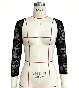Black lace sleeves detail view, floral lace shrug bolero for women fashion layering.