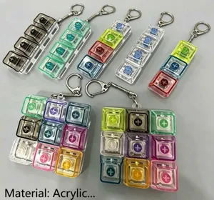 Colorful acrylic mechanical switch keychain decompression fidget toy for keys and bags