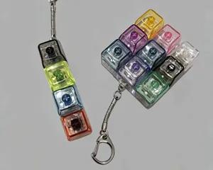 Mechanical keyboard switch fidget toy keychain, colorful transparent stress relief keycap pendant.