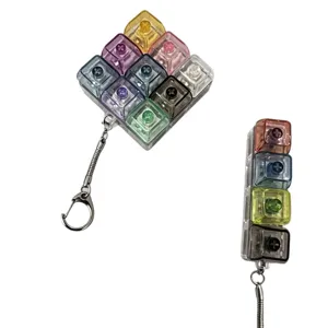 Colorful transparent mechanical switch keychain stress relief fidget toy pendant for keys