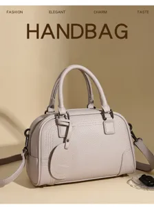 Elegant women's pu leather boston handbag vintage shoulder crossbody commuter bag stylish