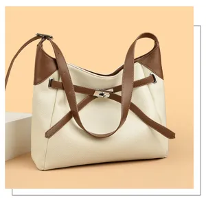 minimalist soft leather shoulder bag casual large capacity commuter tote bag for women