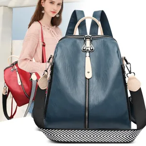 Donne Zaino Pelle PU Casual Daypack Moda Minimalista Viaggio Morbido Tasche Multiple Scuola Borsa