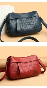Detailed view of women soft leather crocodile pattern shoulder crossbody bag with elegant style.