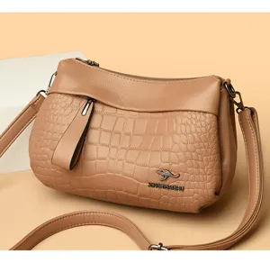 Women shoulder bag crossbody bag soft leather crocodile pattern stylish daily casual handbag
