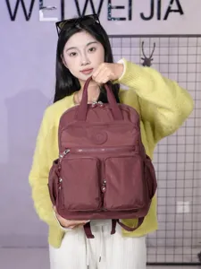 Zaino donna in nylon alla moda grande capacità multi tasche casual borsa da viaggio