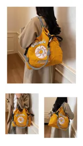Japanese style embroidered nylon women tote bag casual donut backpack lightweight shopping bag