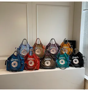 Japanese embroidered nylon women handbag casual fashion minimalist donut tote bag lightweight